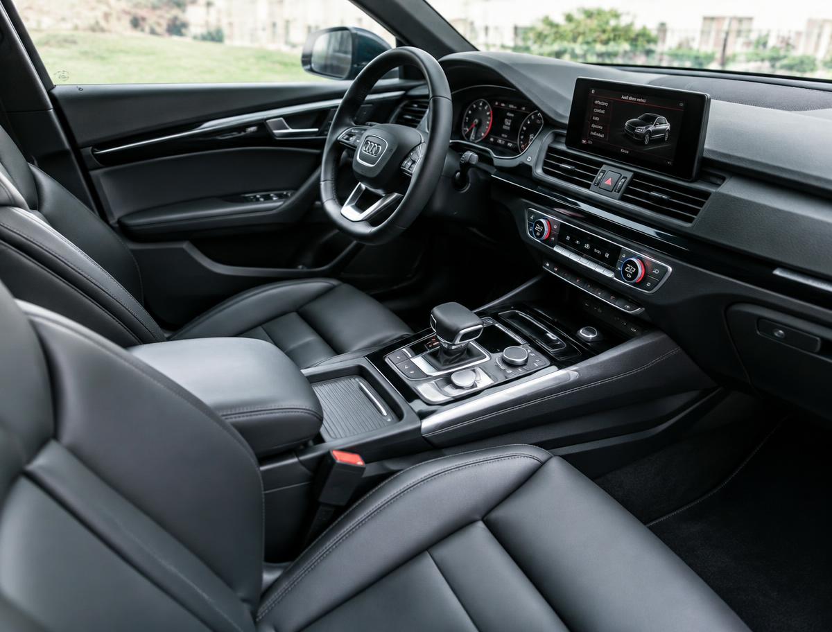 Clean black leather interior