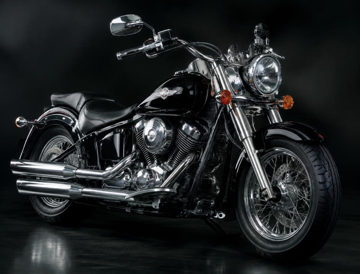 Cruiser motorcycle with polished chrome